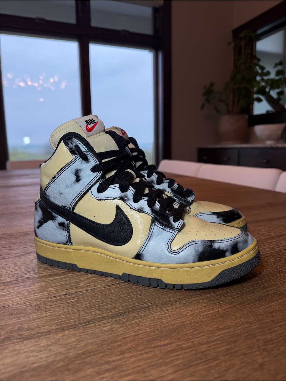 Nike Dunk High Yellow Black Marble Tie-Dye Sneakers